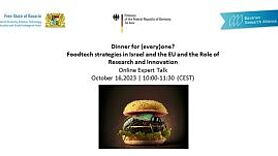 "Dinner for (every)one? Foodtech Strategies in Israel and the EU and the Role of Research and Innovation; Online Expert Talk