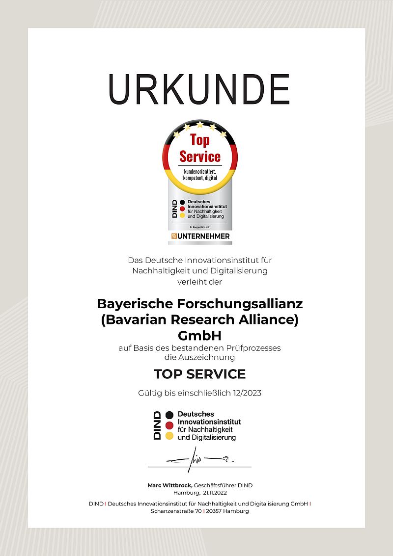 Certificate "Top Service"