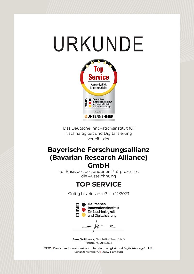 Urkunde "Top Service"