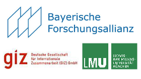Logos der Bayerischen Forschungsallianz, der Gesellschaft für internationale Zusammenarbeit und der Ludwig-Maximilians-Universität München