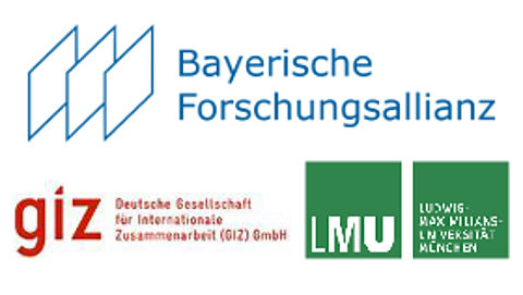 WissensWerkstatt Klimadialog 20+: Klimawandel und Wasserhaushalt in der Landwirtschaft Logos der Bayerischen Forschungsallianz, der Gesellschaft für internationale Zusammenarbeit und der Ludwig-Maximilians-Universität München