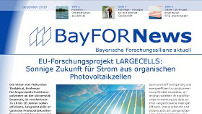 Erste Seite des Newsletters der Bayerischen Forschungsallianz im Dezember 2010