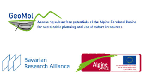 Logo european research project GeoMol, Bavarian Research Alliance and Alpine Space