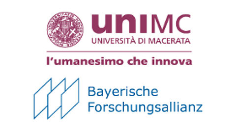 Horizon 2020-Workshop zum gegenseitigen Erfahrungsaustausch für Geistes-, Sozial- und Wirtschaftswissenschaftler an der Universität Macerata Logos der Universität Macerata und der Bayerischen Forschungsallianz