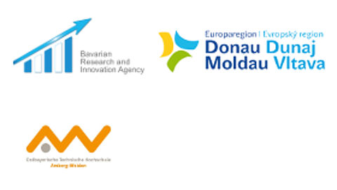 Die BayFOR auf dem Kooperationsforum „Healthcare Innovation Triangle“ Logo Bayerische Forschungs- und Innovationsagentur, Europaregion Donau Moldau und OTH