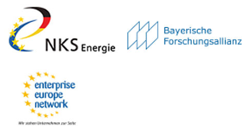 Energieeffizienz in Horizont 2020 - Informations- und Networking-Café Logo Nationale Kontaktstelle Energie, Logo Bayerische Forschungsallianz und Logo enterprise europe network