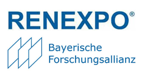 Logo der Messe RENEXPO und Logo Bayerische Forschungsallianz