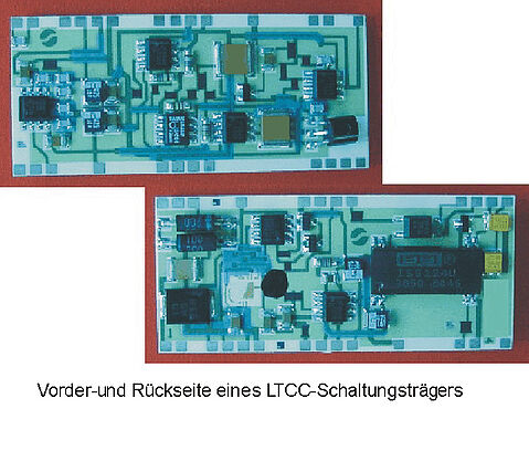 Vorder- und Rückseite eines LTCC-Schaltungsträgers Vorder- und Rückseite eines LTCC-Schaltungsträgers