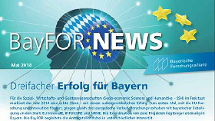 Erste Seite des Newsletters der Bayerischen Forschungsallianz im Mai 2014