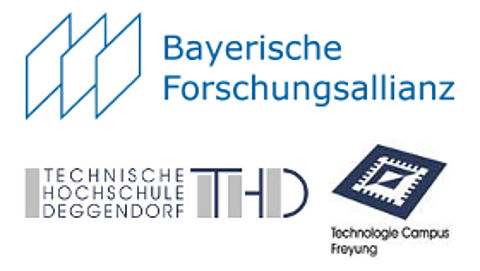 Logo Bayerische Forschungsallianz, Logo Hochschule Deggendorf und Logo Energiecampus Freyung