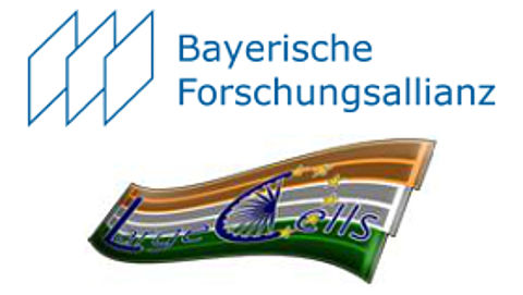 Logos der Bayerischen Forschungsallianz und des europäischen Forschungsprojeks Largecells