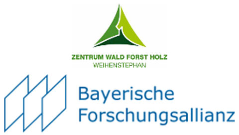 Logo Zentrum Wald-Forst-Holz und Logo Bayerische Forschungsallianz