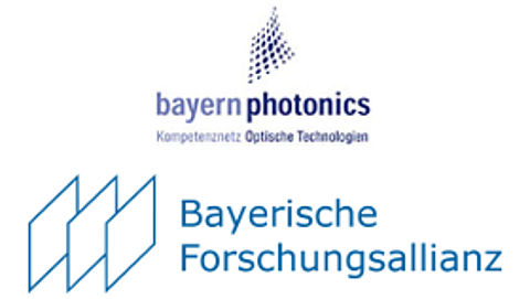 Informationsveranstaltung: „Förderung für Optische Technologien auf Landes- und Europäischer Ebene“ Logos des Vereins "Bayern photonics" und der Bayerischen Forschungsallianz
