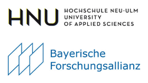 Die BayFOR auf dem „Abend der Forschung und des Transfers“ an der Hochschule Neu-Ulm Logo Hochschule Neu-Ulm und Logo Bayerische Forschungsallianz