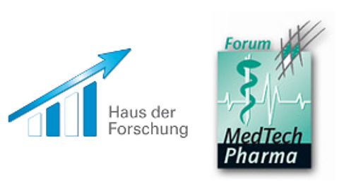 Informationsveranstaltung zu Fördermöglichkeiten im Bereich Medizintechnik Logo Haus der Forschung und des Forums MedTechPharma