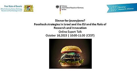Digitale Expertenrunde: "Dinner for (every)one?" Foodtech strategies in Israel and the EU and the Role of Research and Innovation"