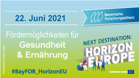 Next Destination: Horizon Europe – Fördermöglichkeiten für Gesundheit und Ernährung BayFOR Gesundheit Horizon Europe Event