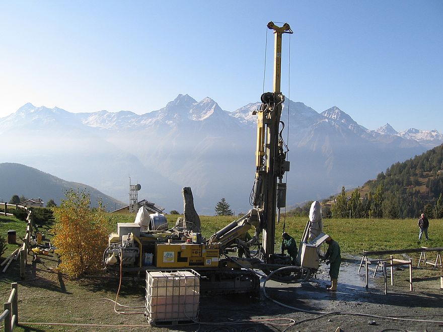 Installation of a Ground Couplet Borehole in Aosta Valley, Italy.