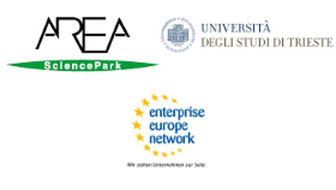 Logo Area Science Park, Logo Universität Triest und Logo enterprise europe network