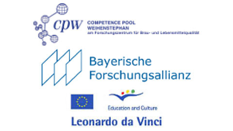 EU-Projekt Chemlab II: Länderübergreifende Ausbildung für Chemielaboranten Logo Competence Pool Weihenstephan, Bayerische Forschungsallianz und Leonardo da Vinci