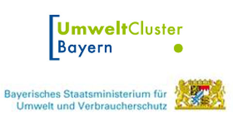 Clustertage 2015: „Umweltcluster meets Umweltpakt – Bayerische Technologien und Dienstleistungen von Anbietern für Nutzer“ Logo des Umweltclusters Bayern und des bayerischen Staatsministeriums für Umwelt und Verbraucherschutz