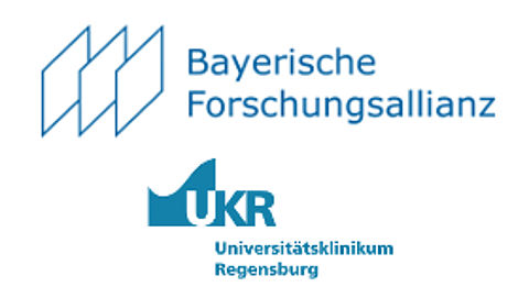 Informationsveranstaltung zu europäische Förderausschreibungen im Bereich Medizin Logo Bayerische Forschungsallianz und Universitätsklinikum Regensburg