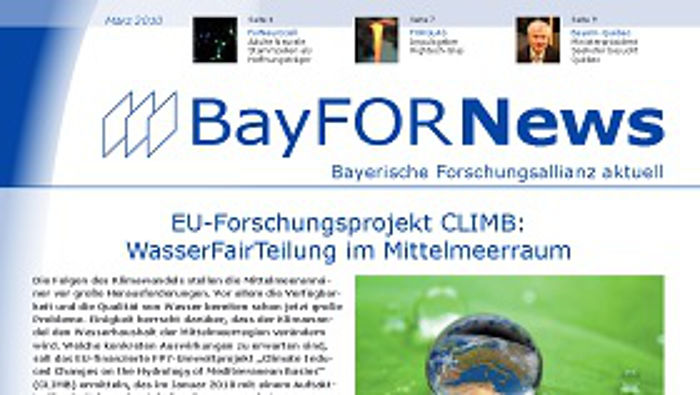 Erste Seite des Newsletters der Bayerischen Forschungsallianz im März 2010