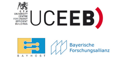 Horizon-2020-Workshop zu Energieeffizienz in Tschechien Logo UCEEB, Logo BAYHOST und Logo Bayerische Forschungsallianz