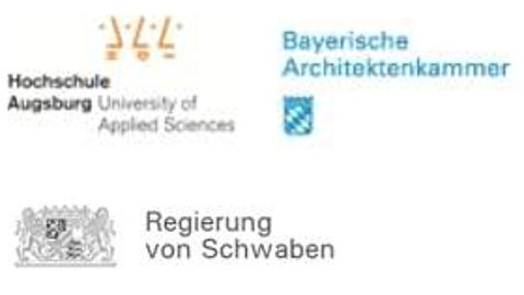 Die BayFOR auf dem Fachkongress EnergieEffizientes Bauen 2014 Logo der Hochschule Augsburg, der bayerischen Architektenkammer und der Regierung von Schwaben