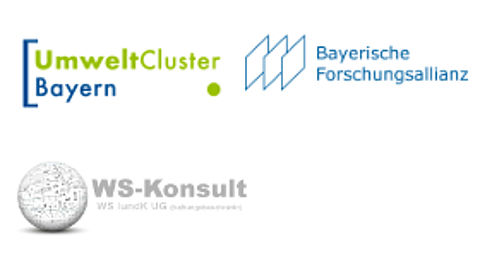 Logo Umweltcluster Bayern, Logo Bayerische Forsschungsallianz und Logo WKS Konsult