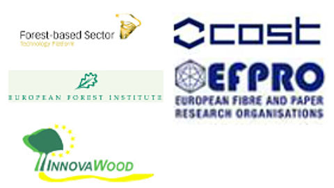 Die BayFOR auf dem FTP Joint Partnering Event 2014 Logo forest-based sector, COST, European Forest Institute, efpro und Innovawood