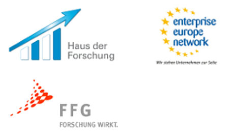 EUREKA-Eurostars und 7. Forschungsrahmenprogramm der EU: Welches europäische Förderprogramm passt zur Realisierung meines F&E-Vorhabens? Logo des Hauses der Forschung, enterprise europe network und FFG