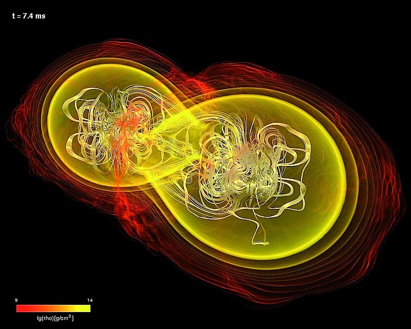 Verschmelzung zweier magnetisierter Neutronensterne